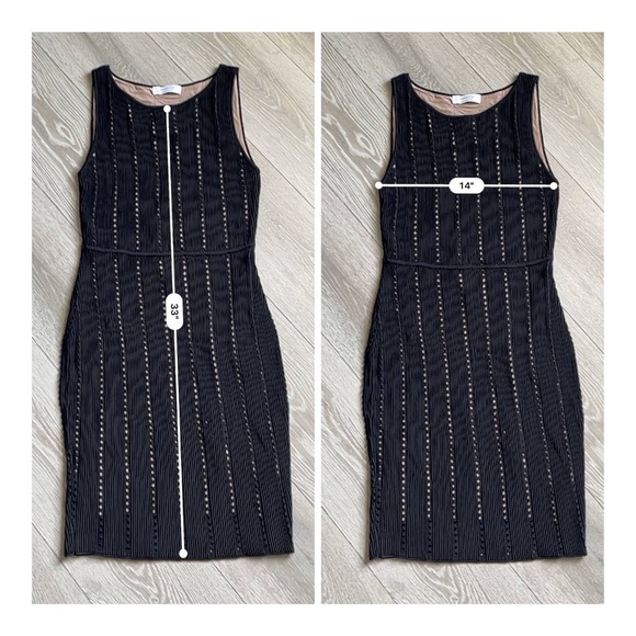 Bailey 44 Women's Sasha Pointelle Rib Sweater Sz Medium Black Bodycon Mini Dress - Picture 4 of 8